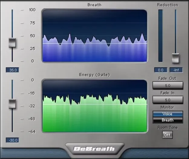 DeBreath by Waves vocal breath removal plugin interface