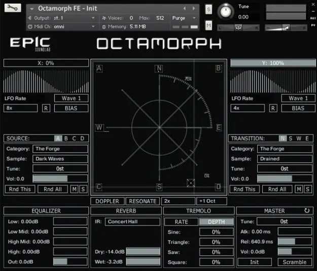 Octamorph FE by Audiority Kontakt sound design instrument interface
