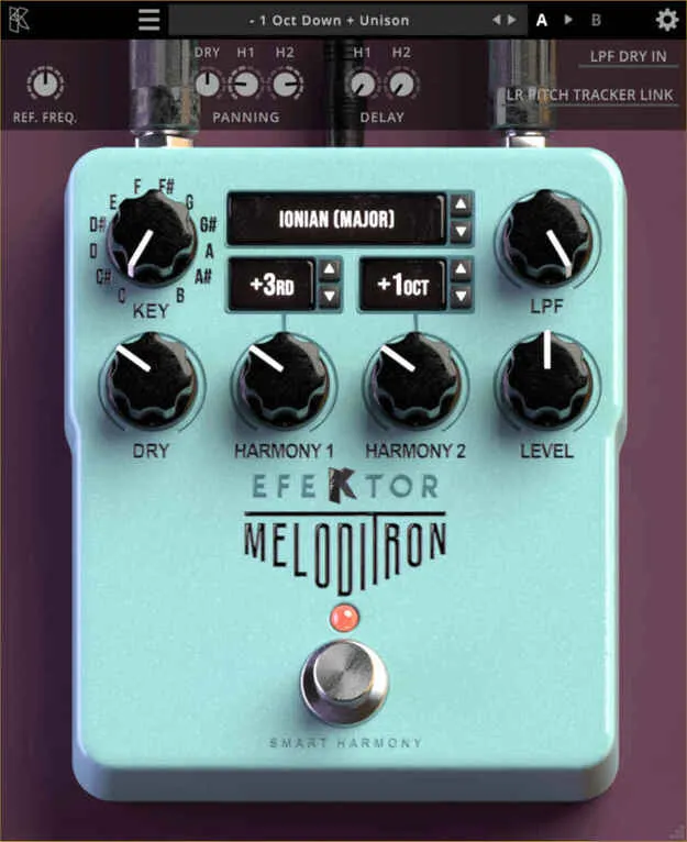 EFEKTOR Meloditron by Kuassa harmonizer plugin interface