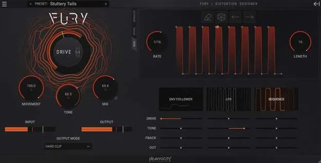 FURY distortion plugin by Heavyocity interface