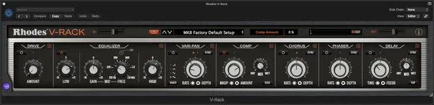 V-Rack by Rhodes multi-effect plugin interface