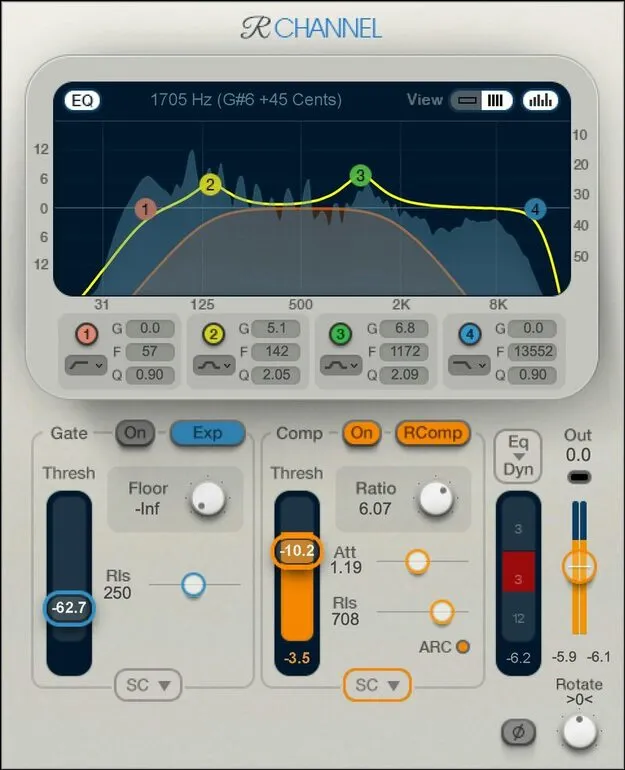 Renaissance Channel by Waves channel strip plugin interface