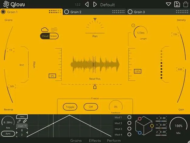 Glow granular FX plugin interface by Lese