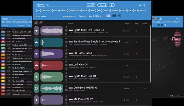 COSMOS Sample Finder by Waves sample browser plugin interface
