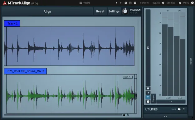 MTrackAlign ARA audio alignment plugin interface by MeldaProduction
