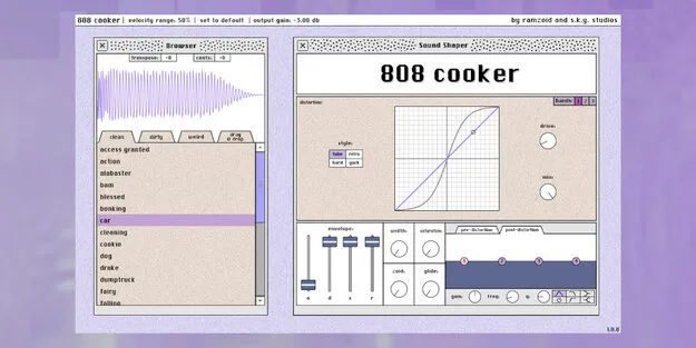 808 Cooker by Ramzoid 808 sampler plugin interface