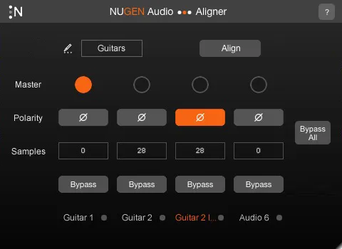 Aligner automatic phase and polarity alignment plugin by NUGEN Audio interface