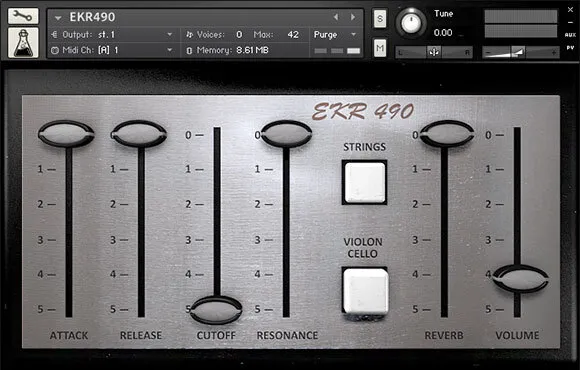 EKR490 by AudioThing analog string machine Kontakt instrument artwork