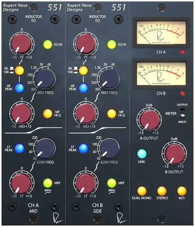 551 Inductor EQ by Rupert Neve Designs three-band EQ plugin interface