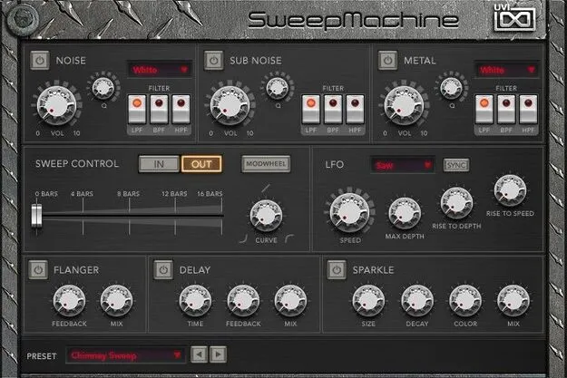 Sweep Machine by UVI noise and sweep designer plugin interface