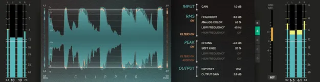 Clipper by Softube dual-stage peak clipper plugin interface