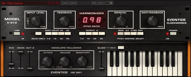 H910 Harmonizer pitch shifter plugin interface by Eventide