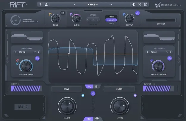Rift 2.0 distortion effect plugin interface by Minimal Audio