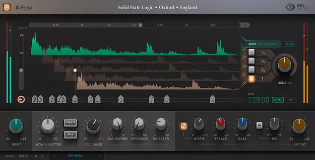 SSL Native X-Echo tape delay plugin interface by Solid State Logic