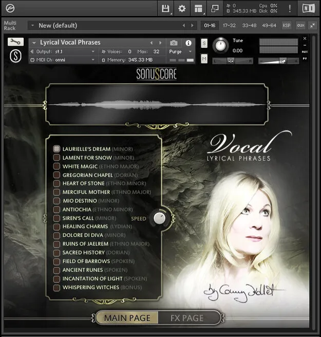 Lyrical Vocal Phrases by Sonuscore Kontakt vocal phrase instrument interface