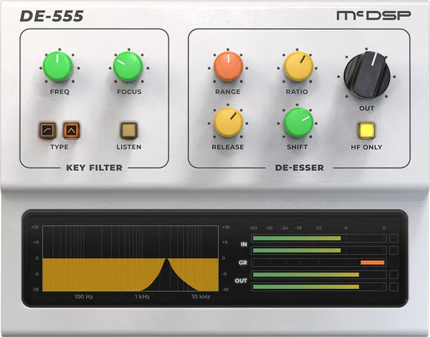 DE555 Advanced De-esser Native v7 by McDSP de-esser plugin interface