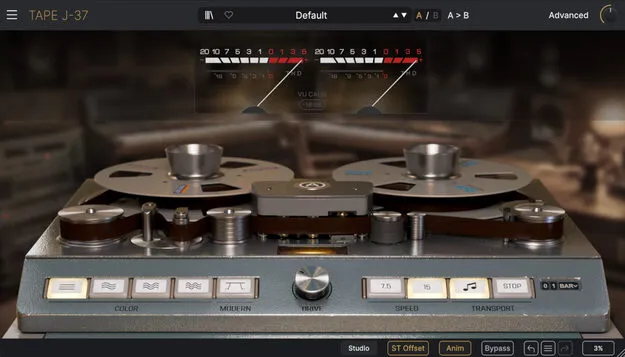 Tape J-37 by Arturia tape emulation plugin interface