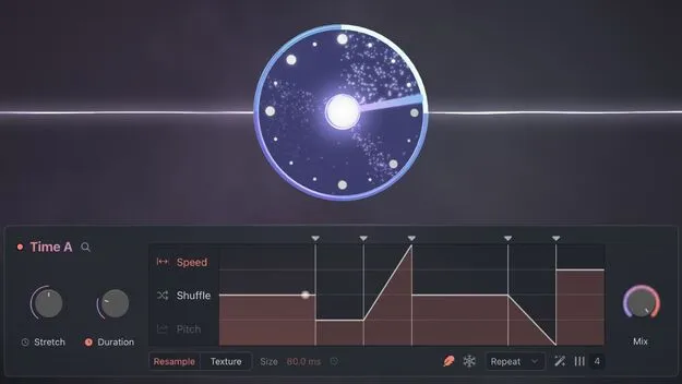 Time by Lunacy time stretch and buffer shuffler effect plugin interface