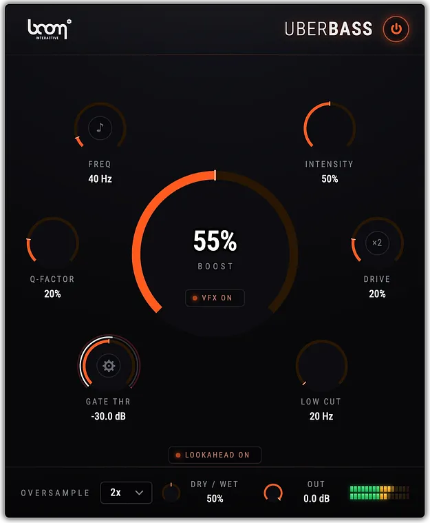 UBERBASS by Boom bass enhancer plugin interface