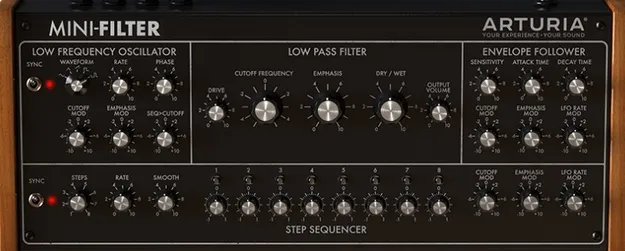 Filter MINI by Arturia effects plugin interface