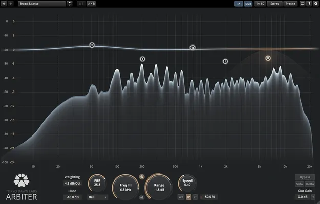 TDR Arbiter spectral balancer plugin interface by Tokyo Dawn Labs