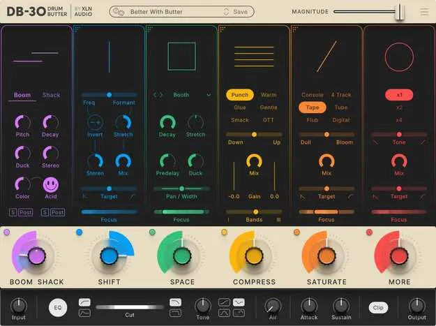 DB-30 Drum Butter drum effects plugin interface by XLN Audio