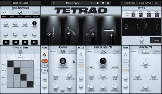Tetrad by Physical Audio synth plugin interface