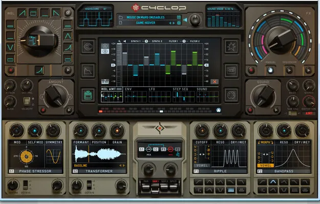Cyclop by Sugar Bytes monophonic bass synth plugin interface