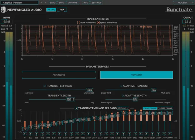 Punctuate by Newfangled Audio transient shaper plugin interface