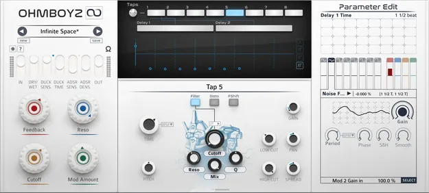 Ohmboyz Infinity by Ohmforce multi-FX delay plugin interface