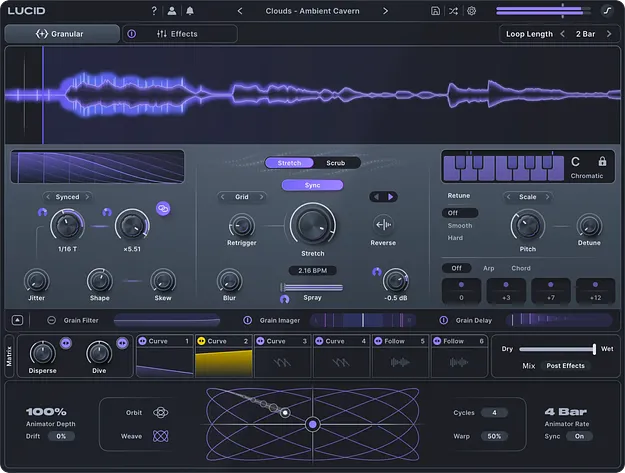 Lucid granular effect plugin interface by Minimal Audio