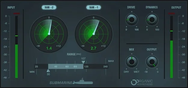 Submarine subharmonic bass enhancer plugin interface by Waves