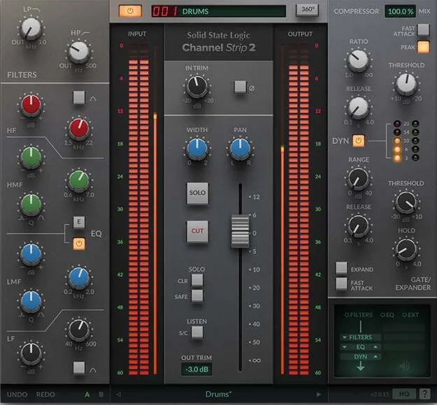 SSL Native Channel Strip 2 channel strip plugin interface by Solid State Logic