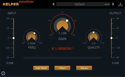 Helper Equalizer 2 EQ plugin interface by W. A. Production