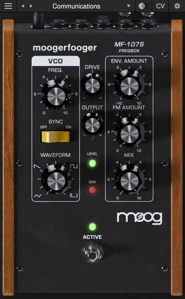 Moogerfooger MF-107S Freqbox filter plugin interface by Moog