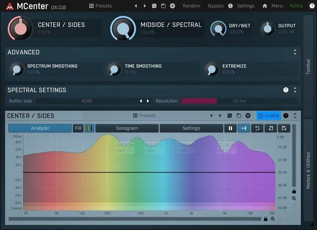 MCenter stereo width plugin interface by MeldaProduction