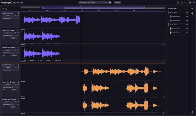 VocAlign 7 Standard vocal alignment plugin by Synchro Arts multi-track interface