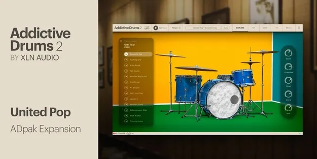 United Pop ADpak drum expansion artwork for Addictive Drums 2