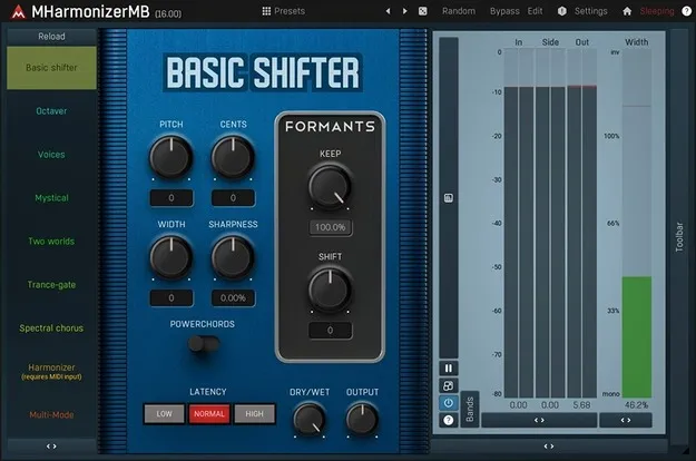 MHarmonizerMB pitch shifter and harmonizer plugin interface by MeldaProduction