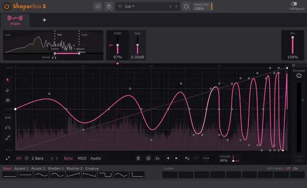 WidthShaper 3 by Cableguys stereo width plugin interface