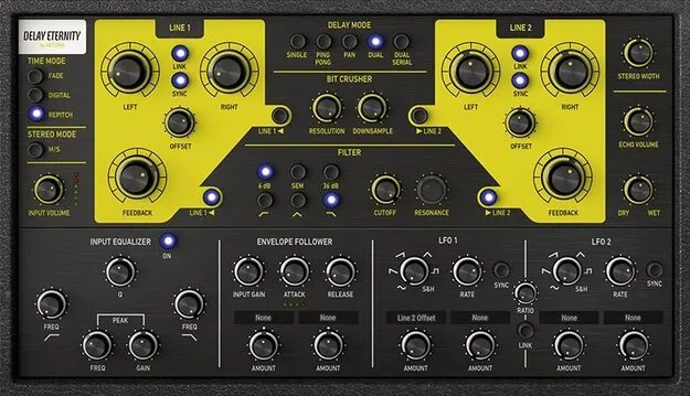 Delay ETERNITY by Arturia creative delay effect plugin interface