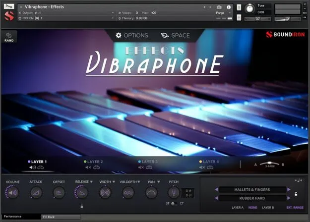 Vibraphone Effects by Soundiron Kontakt instrument interface