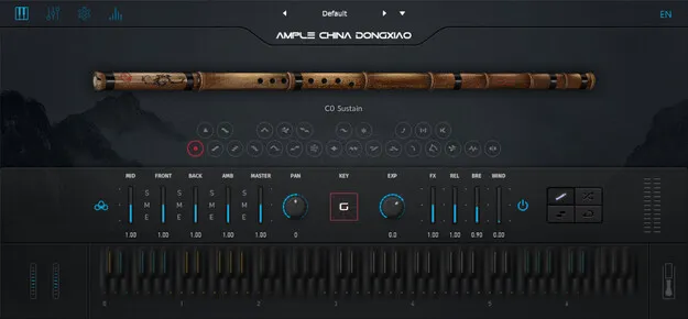 Ample China Dongxiao virtual bamboo flute instrument interface by Ample Sound