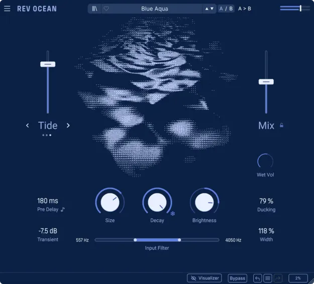 Rev Ocean by Arturia reverb plugin interface