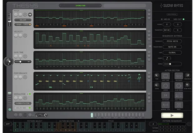 Thesys by Sugar Bytes step sequencer plugin interface
