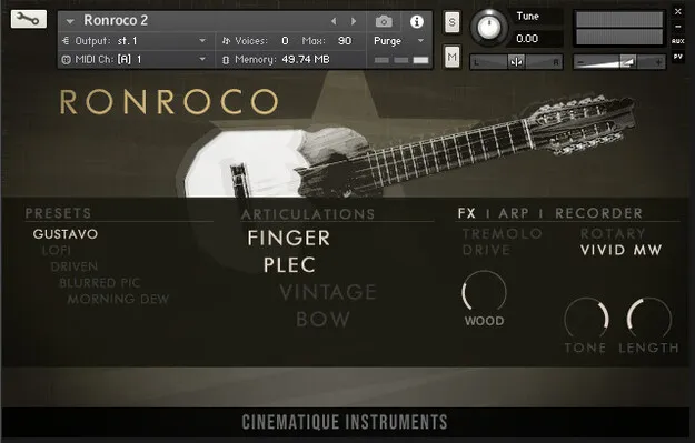 Ronroco v2 Kontakt instrument by Cinematique Instruments, Andean string library