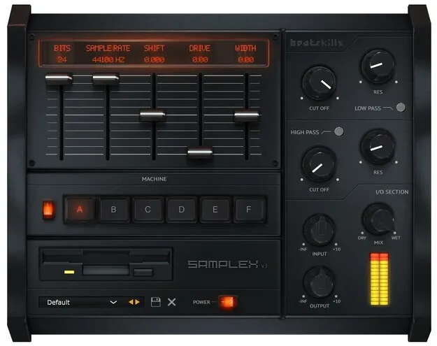 SampleX V3 by BeatSkillz bit crusher and vintage sampler plugin interface