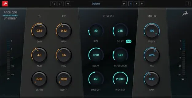 Shimmer by Antelope Audio reverb plugin interface