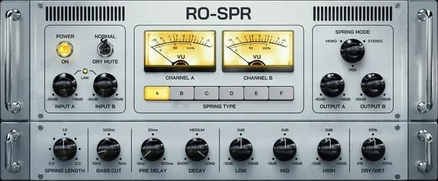 RO-SPR spring reverb plugin interface by Black Rooster Audio