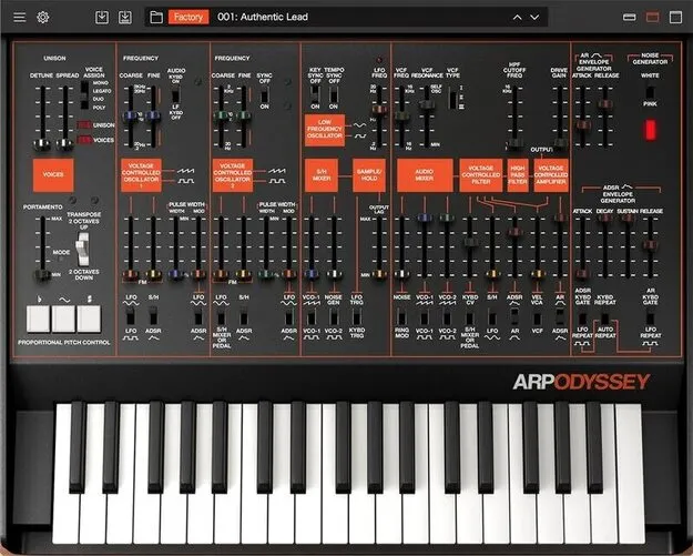 ARP ODYSSEY by KORG synth plugin interface